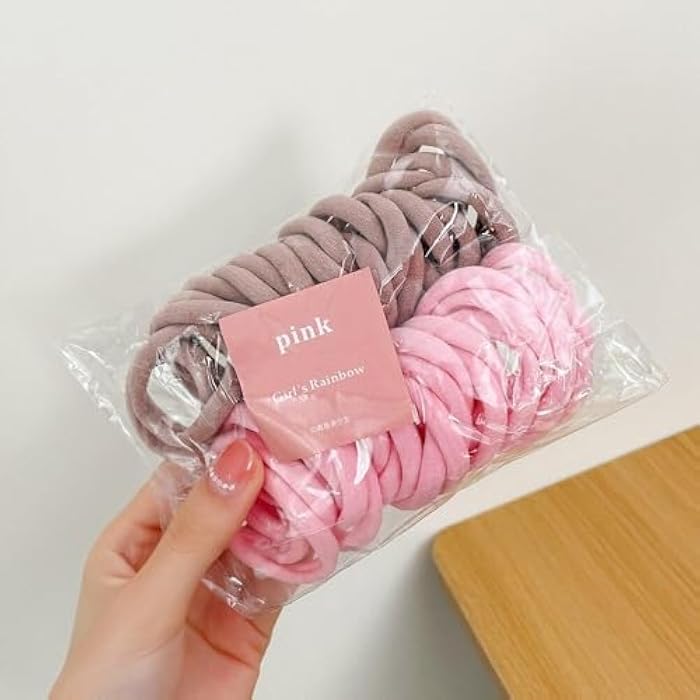Zone Shop 50 Pieces Strong Seamless Elastic Hair Ties Korean Fashion Hair Rope Candy Color Ponytail Holder Strong Elastic Hair Ties (Pink) - Image 5
